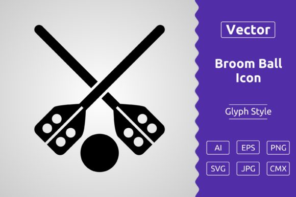 Vector Broom Ball Glyph Icon: A Versatile Tool for Designers and Creators
